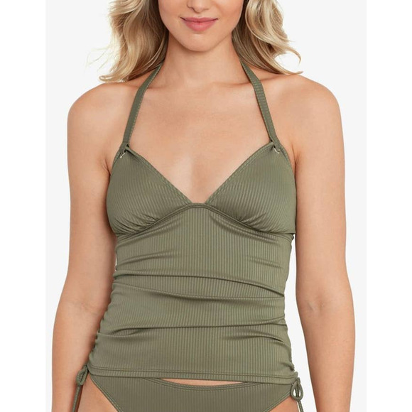Salt + Cove Other - New Salt + Cove Womans Sz‎ Large Tankini Top Green Ribbed Swim NWT